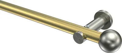 Produktbild von Interdeco Gardinenstange / Vorhangstange Messing-Optik / Edelstahl-Optik, Typ Platon Luino (Kugel) ohne Ringe, 20 mm Ø 1-läufig, 240 cm