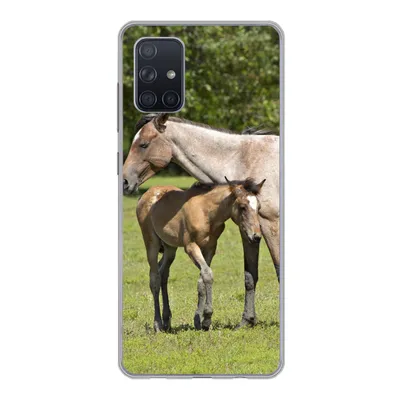Produktbild von MuchoWow® Handyhülle Schutzhülle Hülle für Samsung Galaxy A51 Pferde - Gras - Schatten Silikon Softcase Handy Hülle - Schutzabdeckung