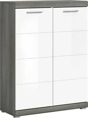 Produktbild von Schuhschrank >Scout< in Rauchsilber / Weiß Hochglanz - 90x120x37cm (BxHxT)