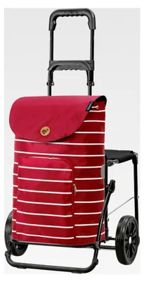 Produktbild von Einkaufstrolley - klappbar - 47 Liter - Mit Klappsitz bis 120 kg - höhenverstellbar - belastbar 50 kg - Stahlgestell - Komfort Shopper rot
