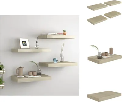 Image de vidaXL Étagères murales flottantes 4 pcs. Chêne 40x23x3,8cm MDF - Étagères murales