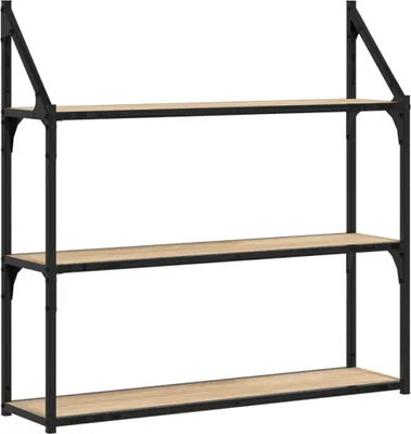 Obrázok produktu pre vidaXL Nástenná polica 3 priehradky Sonoma Oak 80x21x78,5 cm odvodený výrobok z dreva