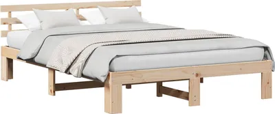 Image de Cadre de lit avec tête de lit Naturel 150 x 200 cm Pin massif
