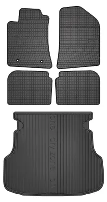 Productafbeelding van Rubberen automatten + kofferbakmat voor Toyota Avensis II T25 2003-2009 (stationwagen) – 5-delig, zwart, op maat – Wielganizator SolidPRO