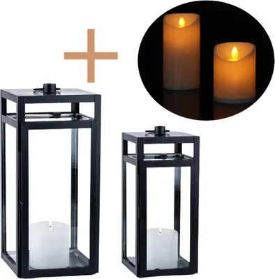 Immagine prodotto di set di 2 LED Lanterna da balcone dal design scandinavo Lanterna da giardino Edvin