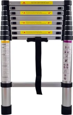 Produktbild von NAIZY Teleskopleiter 2,6m Alu Ausziehleiter Mehrzweckleiter, 9 Sprossen - 74cm bis 2,60m Anlegeleiter, 150 kg Belastbarkeit