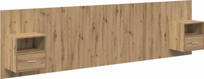 Image de vidaXL Tête de lit avec rangement, 3 pièces, bois composite imitation chêne artisanal