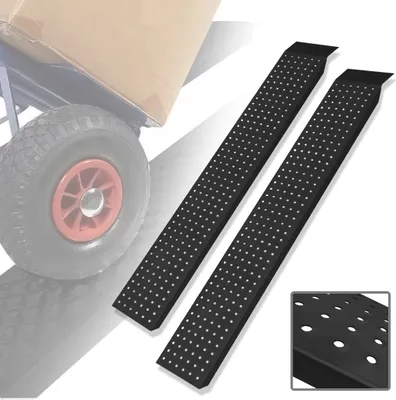 Obrázek produktu pro XMTECH 2X Nakládací rampa 400 kg Pozinkovaná ocelová protiskluzová plocha Nakládací kolejnice Nakládací rampa pro auta 135 cm, černá