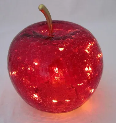Produktbild von Glas Deko-Apfel krakeliert Rot Timer, ca. 16,0x17x16cm B/H/T