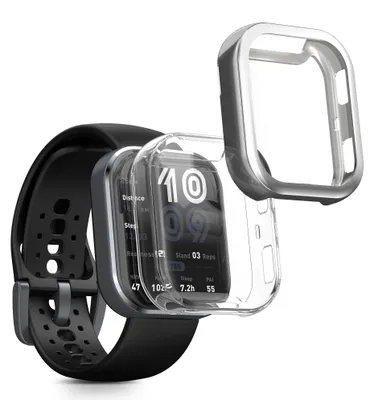Produktbild von kwmobile 2x Silikon Hülle für Amazfit Bip 6 Schutzhülle - Fullbody Display Cover Set aus Silikon - Transparent Silber