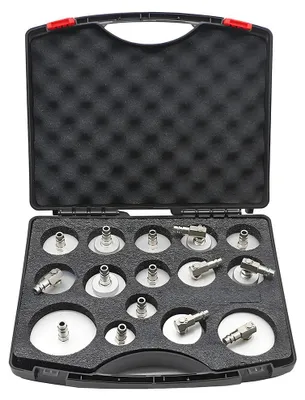 Produktbild von Bremsen-Entlüfter Adapter Set - 15-teiliges Bremsenentlüfter Kit - Adapter für Bremsflüssigkeitswechsel - Kfz-Werkzeug für Bremssystem