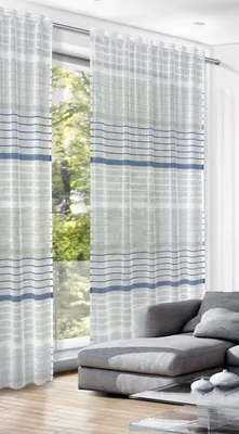 Produktbild von Fertigschal verdeckte Schlaufen "Webstreifen" - Größe (HxB) 280x135cm blau