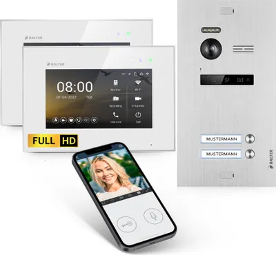 Produktbild von HD Video Türsprechanlage mit Smartphone App für 2 Familienhaus, 2x Monitor, Balter EVO HD WLAN