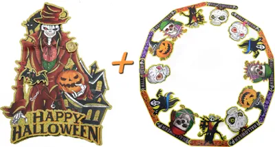 Produktbild von Halloween Deko 2er Set (Papier Girlande + Aufhängebild) Dekoration