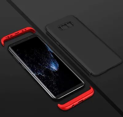 Produktbild von 360° Full Cover 3in1 Slim Case Schutz Tasche Handyhülle Handyschale Schutz für iPhone X / XS in Schwarz-Rot @cofi1453