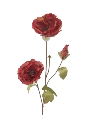 Produktbild von 2474U Künstlicher Mohnzweig in Rostrot, Naturgetreuer Dekozweig, Kunstblume, 84 cm