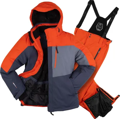 Produktbild von killtec Skianzug zweiteiler XXL=54 wasserdicht 10.000 mm, Skihose blau stretch , Skijacke geometrisch blau orange