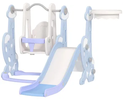 Produktbild von AIYAPLAY Rutsche 4-in-1 Kinderrutsche mit Schaukel Basketballkorb Klettergerüst