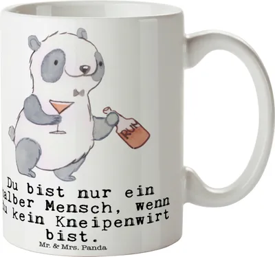 Produktbild von Mr. & Mrs. Panda Kaffeebecher Kneipenwirt Herz - Weiß - Geschenk, Tasse, Kneipe, Spruch, Kaffeepott, Keramiktasse, Pott, Bar, Rum, Kaffeetasse
