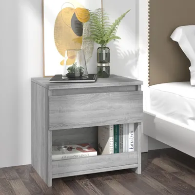 Produktbild von The Living Store Nachttisch Grau Sonoma 40x30x39 cm Holzwerkstoff