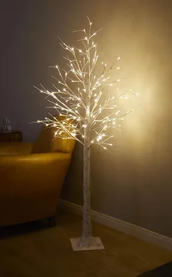 Productafbeelding van LED-lichtboom in berkenboom-look met 156 warmwitte ledlampen - 150 cm hoog - Timer - 10 meter voedingskabel