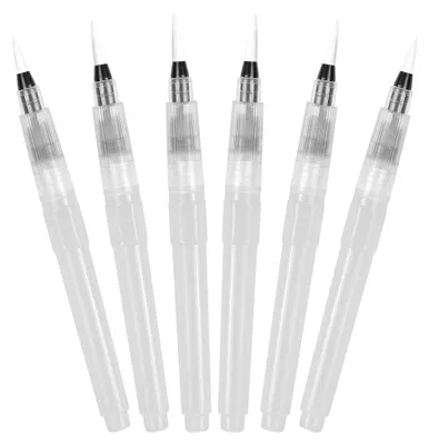 Produktbild von 6 Aquarellpinsel mit Wassertank, Wasserpinsel Set für Aquarellfarben und Zeichnungen