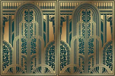 Zdjęcie produktu dla Sanders & Sanders fototapeta motyw art déco złotymIzielonym 424 x 280 cm