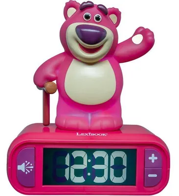 Image de LEXIBOOK - Réveil veilleuse Lotso - Sons et mélodies, écran LCD rétro-éclairé et lumineux - Rouge, Blanc