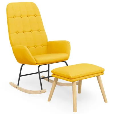 Image de Chaise à bascule avec repose-pied Jaune moutarde Tissu