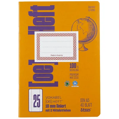 Obrázok produktu pre Ursus 07054012 Ursus Vokabelheft OE Recycling Lineatur 26 liniert DIN A5 ohne Rand, 40 Blatt