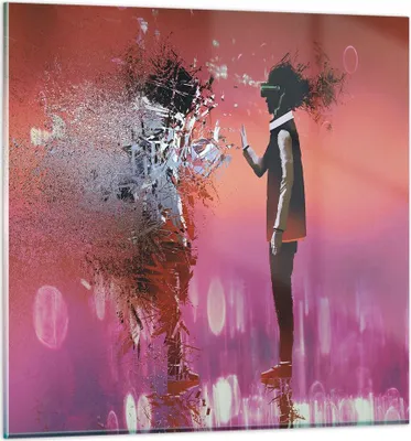 Produktbild von Bilder auf glas - Mann modern - 40x40cm - Glasbilder - Wandbilder - Bilder - Kunstdruck - zum Aufhängen bereit - Wanddekoration aus Glas - Glas Bilder - Wandbild auf Glas - Einteilig - GAC40x40-3868