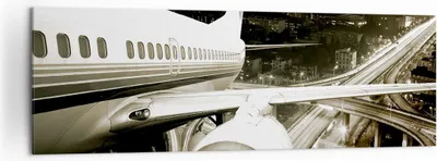 Produktbild von Bild auf Leinwand - Leinwandbild - Flugzeug Straßen Stadt - 160x50cm - Wand Bild - Wanddeko - Leinwanddruck - Bilder - Kunstdruck - Wanddekoration - Leinwand bilder - Wandkunst - AB160x50-0180