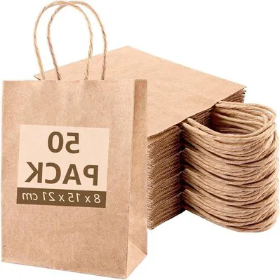 Produktbild von Famanu Kraftpapiertüten 50 Stück - 21 x 15 x 8 cm - für Weihnachten, Hochzeit, Geburtstagsfeier