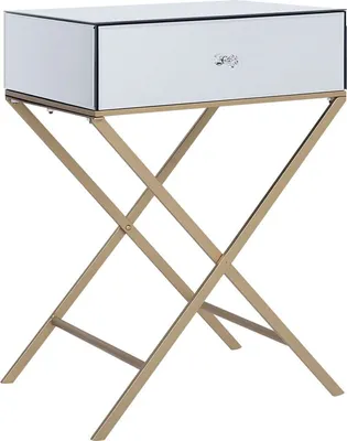 Produktbild von BELIANI Beistelltisch Silber Gold Spiegeleffekt 40 x 50 cm Elegante Optik X förmigen Füße Rechteckig Modern