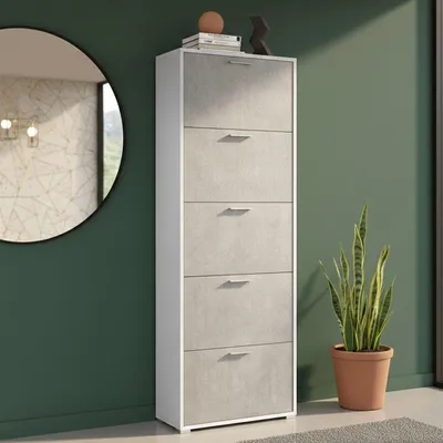 Produktbild von Dmora Schuhschrank Surfinia 67x28x183 cm Weiß 30 Paar, 10 Fächer