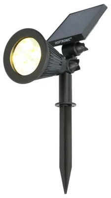 Produktbild von hoftronic Solar Gartenstrahler 2W 3000K 200lm Schwarz IP65 Schwenkbar