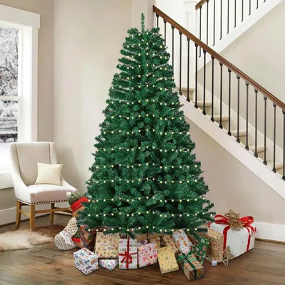Image de Sapin de Noël artificiel de 180 cm avec 750 branches en PVC et lumières LED