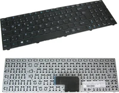 A top view of a laptop keyboard and its underside with the metal backing plate.