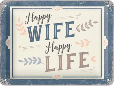 Produktbild von Nostalgic-Art - Blechschild 15x20 cm - Word Up - Happy Wife Happy Life