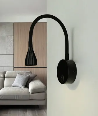 Produktbild von LED Wandleuchte mit Schalter Aluminium Flexarm H: 41,5 cm Schwarz neutralweiß 4100 K 245 lm