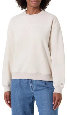Immagine prodotto di Felpa da donna Tommy Hilfiger, senza cappuccio, color avorio (effetto heather oatmilk), taglia XXS