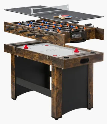 Produktbild von VEVOR 4-in-1 Kombi-Spieltisch-Set, 48" Air-Hockey-Tisch, Multi-Kombinationstisch mit Air-Hockey, Billard, Tischfußball, Tischtennis, Schiebern & Pucks, Sport-Arkade-Tisch für das Familien-Spielzimmer Büro, 137 cm