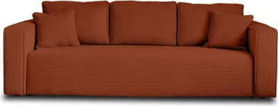 Produktbild von Best Möbel Topaze - 3-Sitzer Sofa - schlaffunktion und Bettkasten - aus Cord , Terrakotta