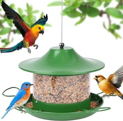 Produktbild von Famanu Vogelhaus Vogel-Futterspender - mit Auffangschale - grün