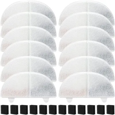Immagine prodotto di 10 filtri di ricambio per sistemi di abbeveraggio per gatti - 5 filtri a carbone attivo e 5 filtri in schiuma, compatibili con il filtro per acqua per gatti da 2 litri modello WF20