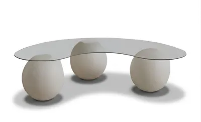 Obrázek produktu pro Moderní konferenční stolek se skleněnou deskou – designový stolek ve tvaru ledviny