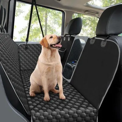 Immagine prodotto di Copri sedile per auto per cani con finestra in rete, alette laterali e protezione impermeabile antiscivolo - Nero
