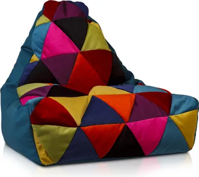 Obrázok produktu pre Ecopuf Keiko Patchwork, taburetka kreslo Bean Bag sedací vak, mikrovlákno, Tyrkysová A6, M