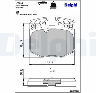 Produktbild von DELPHI Bremsbeläge Satz Bremsklötze für BMW 3 Touring (G21) LP3235