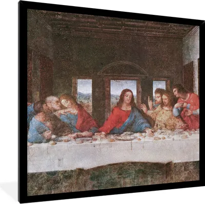 Produktbild von MuchoWow® MuchoWow® Gerahmtes Poster Das letzte Abendmahl - Leonardo da Vinci 40x40 cm - Poster mit zchwarzem Bilderrahmen - Mit Rahmen - Wanddekoration Schlafzimmer